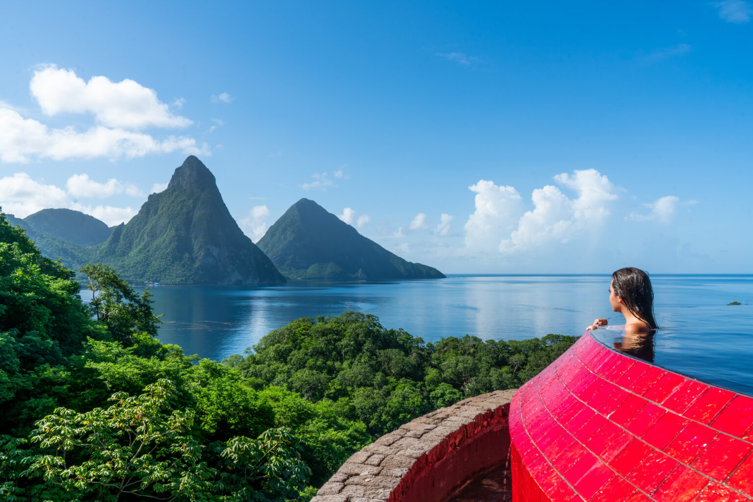 jade mountain pool and pitons
