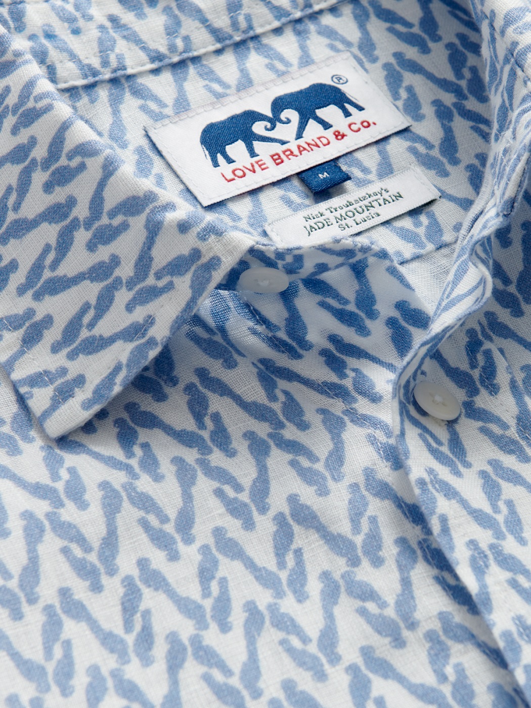 Men Parrot Paradise Abaco Linen Shirt COLLAR